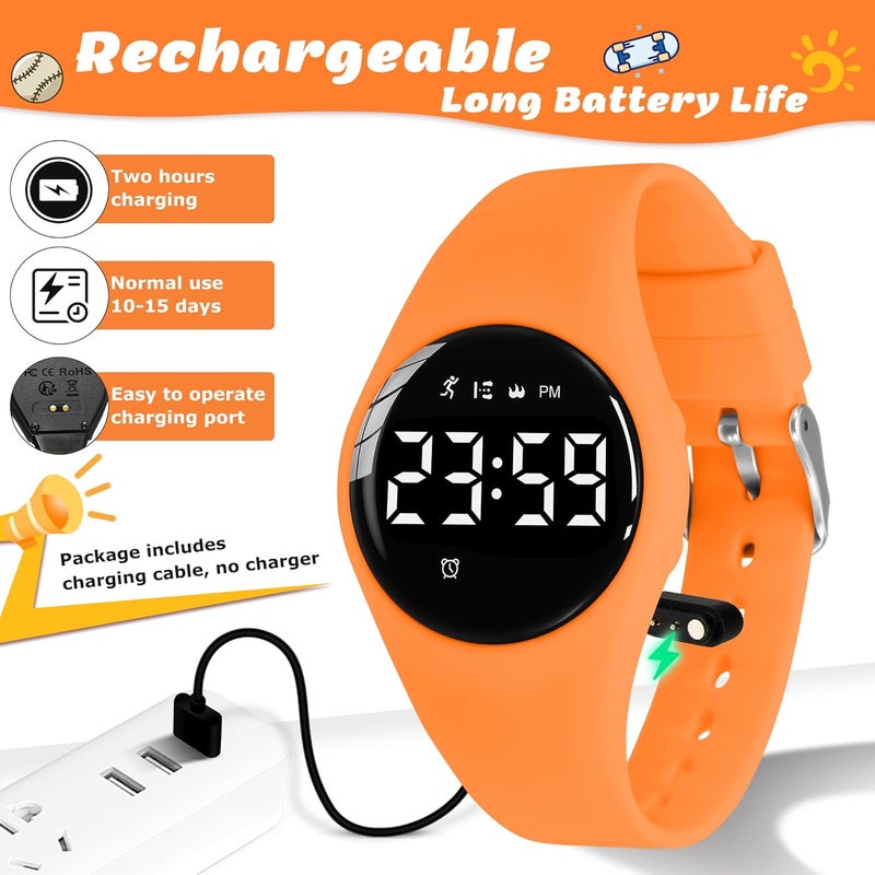 A ALPS Kids Watches for Girls Boys Digital Sport Watch with Step Counter Pedometer Vibration Alarm Clock, No App Waterproof Fitness Tracker Kids Watch Boys Girls Teens Students Ages 5-16 - Image 4